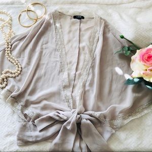Apt 9 sheer, lace, cropped kimono